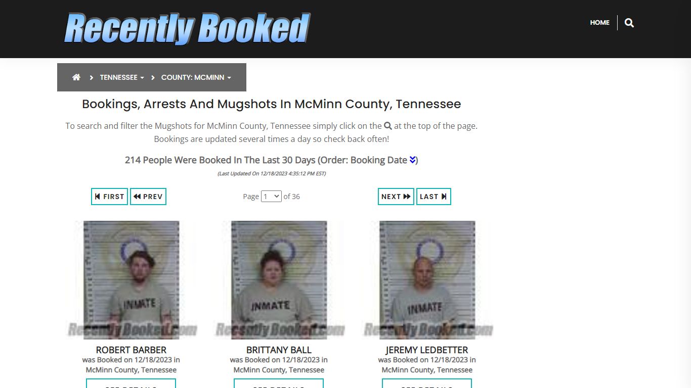 Bookings, Arrests and Mugshots in McMinn County, Tennessee