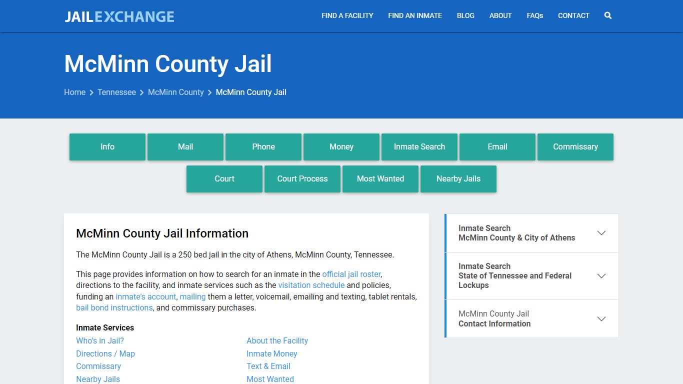 McMinn County Jail, TN Inmate Search, Information